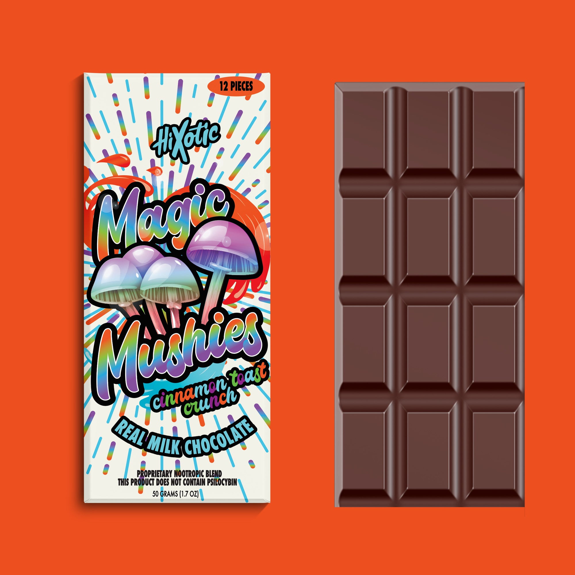 HIXOTIC MAGIC MUSHIES NOOTROPIC BLEND CHOCOLATE BAR CINNAMON TOAST CRUNCH