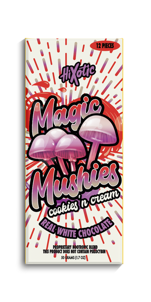 HIXOTIC MAGIC MUSHIES NOOTROPIC BLEND CHOCOLATE BAR WHITE